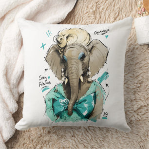 Stay Fabulous Glamour Elephant with Pearls Cushion