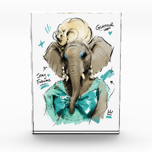 Stay Fabulous Glamour Elephant with Pearls Photo Block