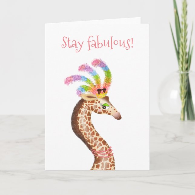 'Stay fabulous' rainbow giraffe card (Front)