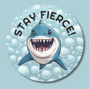 Stay Fierce! Smiling Shark  Classic Round Sticker