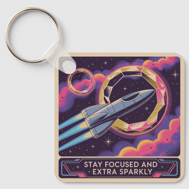 Stay Focused And Extra Sparkly Key Ring (Front)