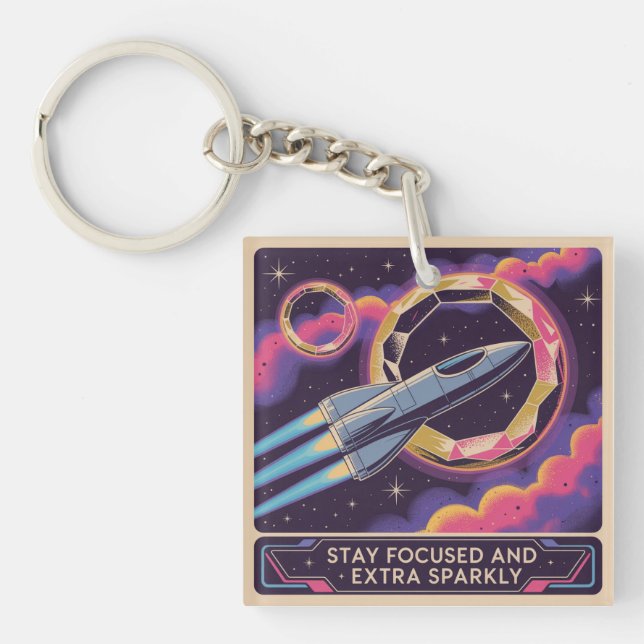 Stay Focused And Extra Sparkly Key Ring (Front)