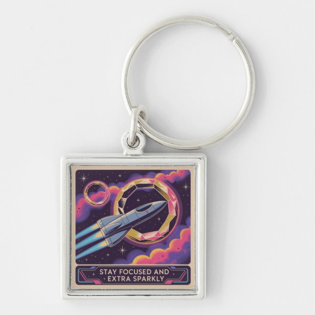 Stay Focused And Extra Sparkly Key Ring (Front)