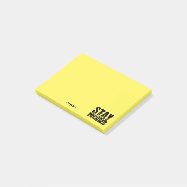 Stay Focused Motivational Phrase with Typography Post-it Notes (Angled)