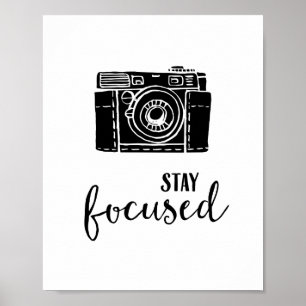 Stay Focused Vintage Camera Motivational Quote Poster
