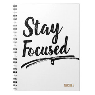 STAY FOCUSED Work Office Typography Personalised Notebook