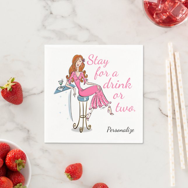 Stay for a Drink or Two Personalised Napkins (Insitu)