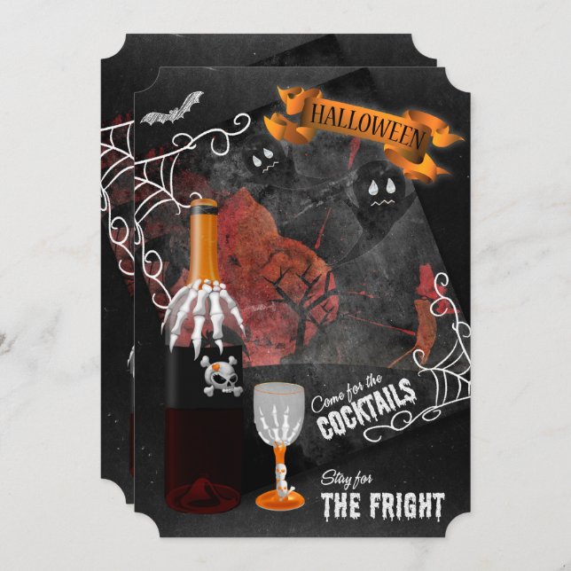 Stay for the Fright Halloween Cocktail Party Invitation (Front/Back)