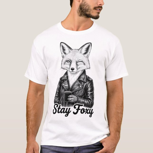 Stay Foxy Cool Fox Design T-Shirt (Front)