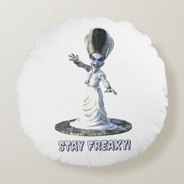 Stay Freaky! Bride of Frankenstein Round Cushion (Front)