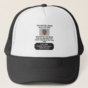 Stay Free Defend Democracy From Lies Trucker Hat
