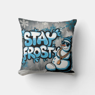 Stay Frosty Cool Snowman Winter Vibes Cushion