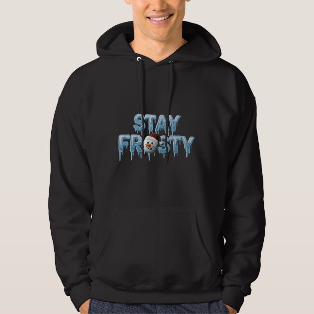 Stay Frosty – Cozy Knitted Yarn Christmas Design Hoodie (Front)