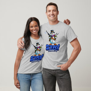 Stay Frosty Snowman Gun Tee Christmas 2A