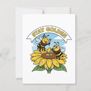 Stay Golden – Bee and Flower Illustration Postcard
