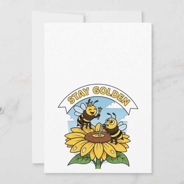 Stay Golden – Bee and Flower Illustration Thank You Card (Front)