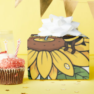 Stay Golden – Bee and Flower Illustration Wrapping Paper