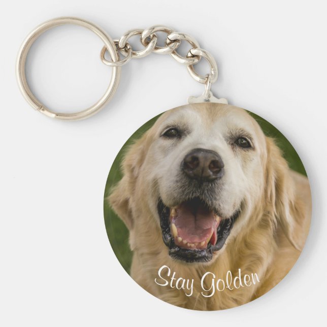 "Stay Golden" Golden Retriever Keychain (Front)