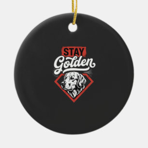 Stay Golden Golden Retriever Retro Dog Ceramic Ornament