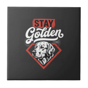 Stay Golden Golden Retriever Retro Dog Ceramic Tile