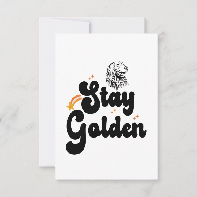 Stay Golden Groovy Retriever Dog Animal Pet Lover Thank You Card (Front)
