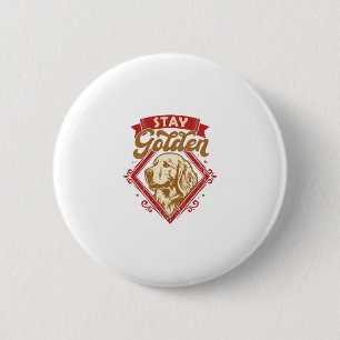 Stay Golden Retriever Dog Red Diamond_1 6 Cm Round Badge