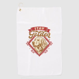 Stay Golden Retriever Dog Red Diamond_1 Golf Towel