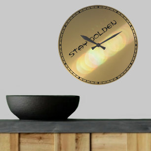 Stay Golden with Refracted Gold Light Customisable Large Clock