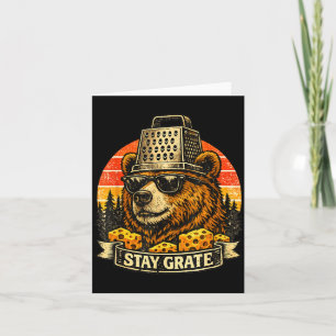 Stay grate funny cheese pun bear vintage retro card