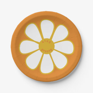 Stay Groovy Cute Retro Daisy Flower Paper Plates