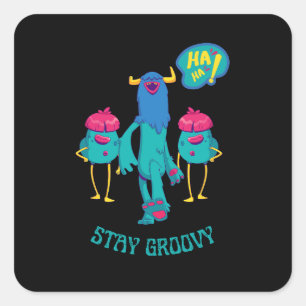 stay groovy everywhere, funny kids in school square sticker