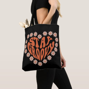 Stay Groovy Floral Heart  Tote Bag