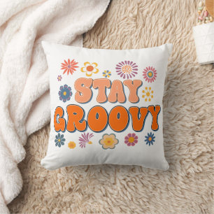 Stay Groovy Flower Power 60's Retro  Cushion