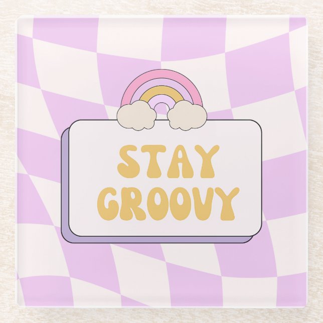 Stay Groovy Glass Coaster (Front)