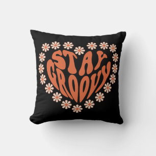 Stay Groovy Heart With Flowers Cushion