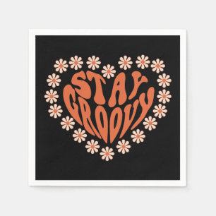 Stay Groovy Heart With Flowers Napkin