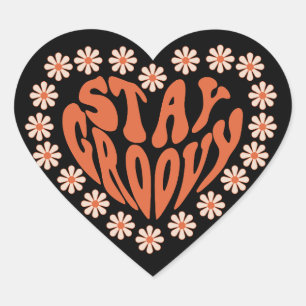 Stay Groovy Heart With Flowers Sticker