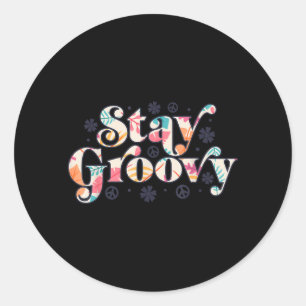 Stay Groovy Hippie Peace Sign Retro 60s 70s Daisy Classic Round Sticker