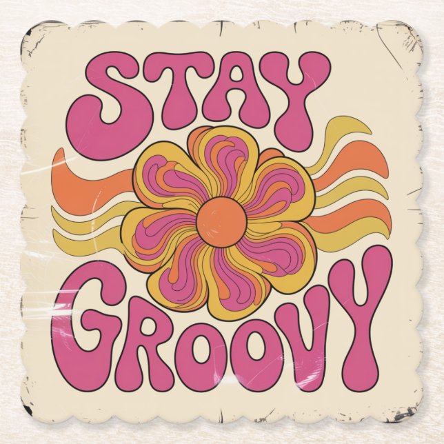 Stay Groovy Paper Coaster (Front)