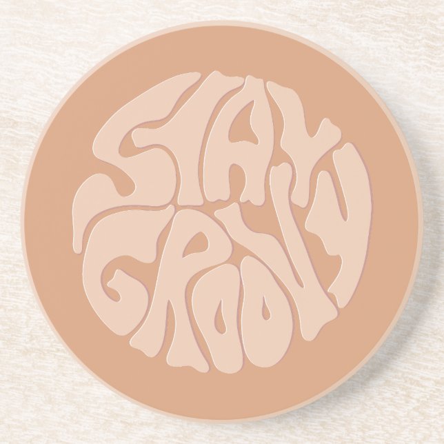 Stay Groovy Retro Beige Coaster (Front)