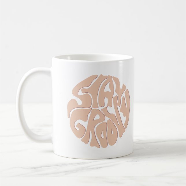 Stay Groovy Retro Beige Coffee Mug (Left)