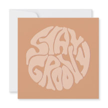Stay Groovy Retro Beige Flat Card