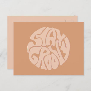 Stay Groovy Retro Beige Postcard