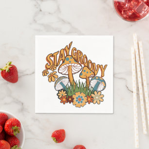 Stay Groovy Retro Mushroom Napkin