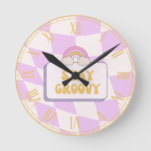 Stay Groovy Round Clock