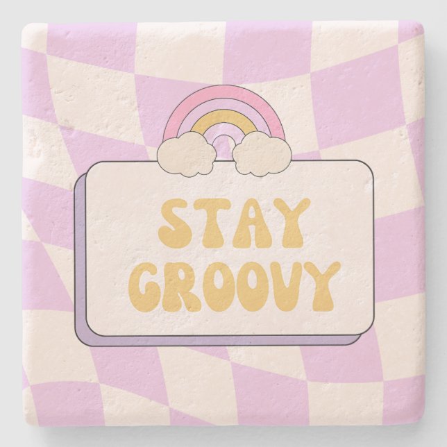 Stay Groovy Stone Coaster (Front)