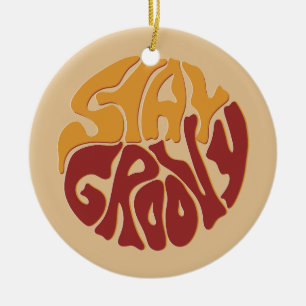 Stay Groovy with a Splash of Red and Yellow Ceramic Ornament