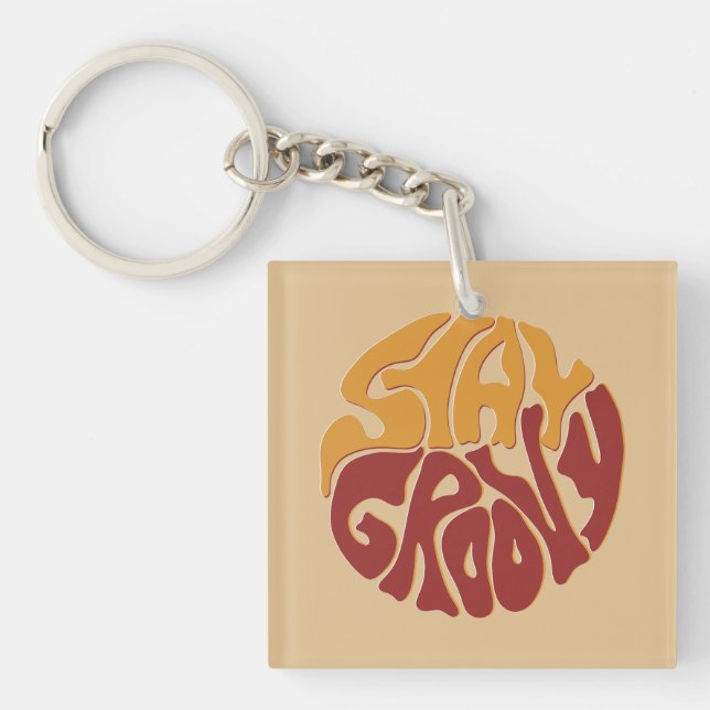 Stay Groovy with a Splash of Red and Yellow Key Ring (Front)