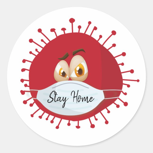 Stay Home Classic Round Sticker (Front)