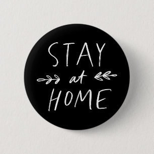 Stay Home   Hand Drawn Font 6 Cm Round Badge